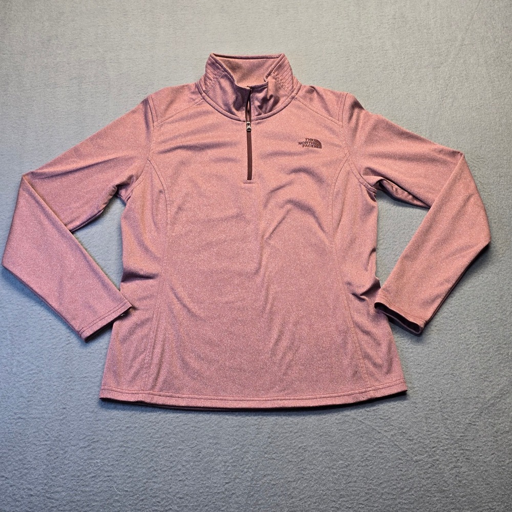 The North Face Womens Quarter Zip Pullover Size M Mauve Heather Fleece Lined Top